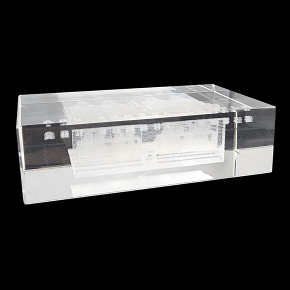 Egyptian Glass Paperweight 3D Etched Crystal Souvenir Abu Simbel Temple Egypt 4" - Picture 3 of 6